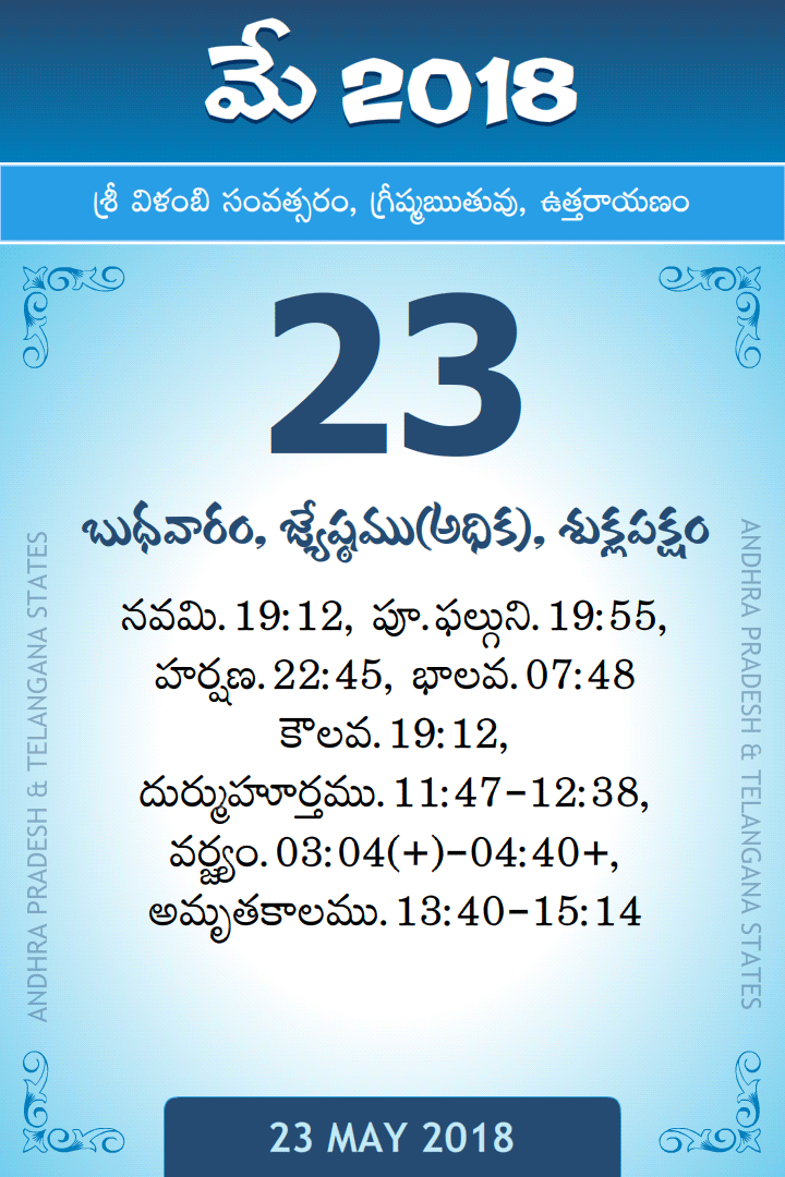 23 May 2018 Telugu Calendar