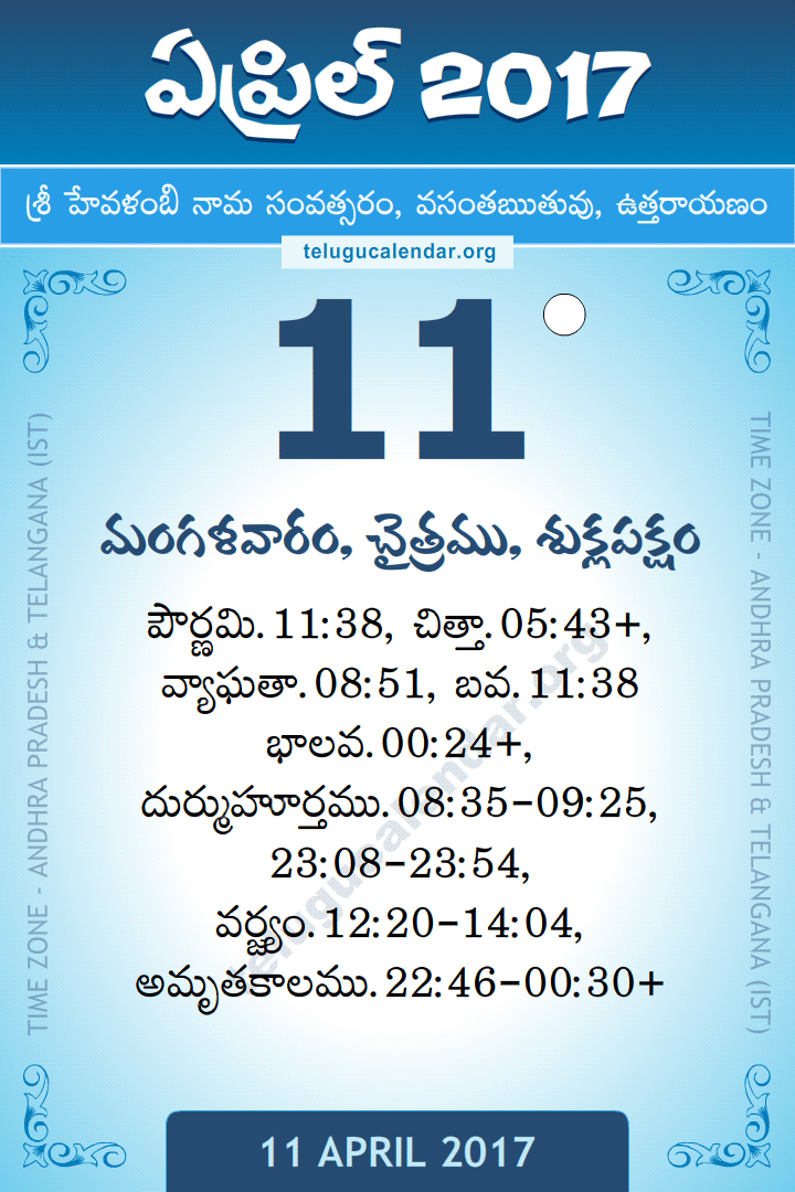 11 April 2017 Telugu Calendar