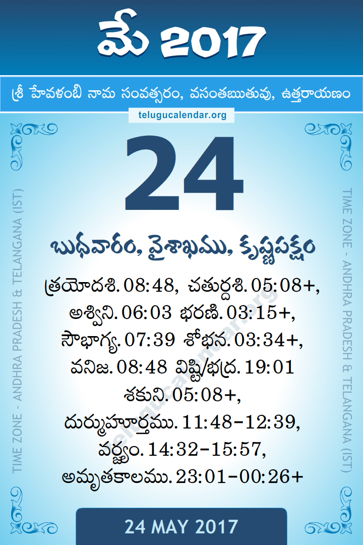 24 May 2017 Telugu Calendar