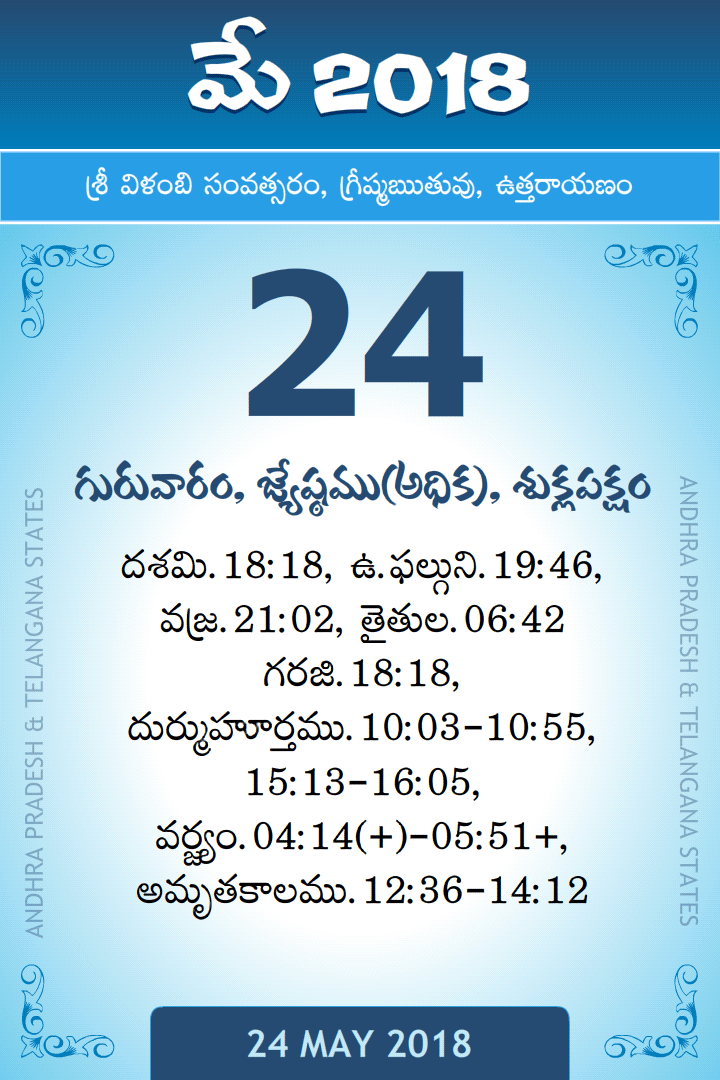 24 May 2018 Telugu Calendar