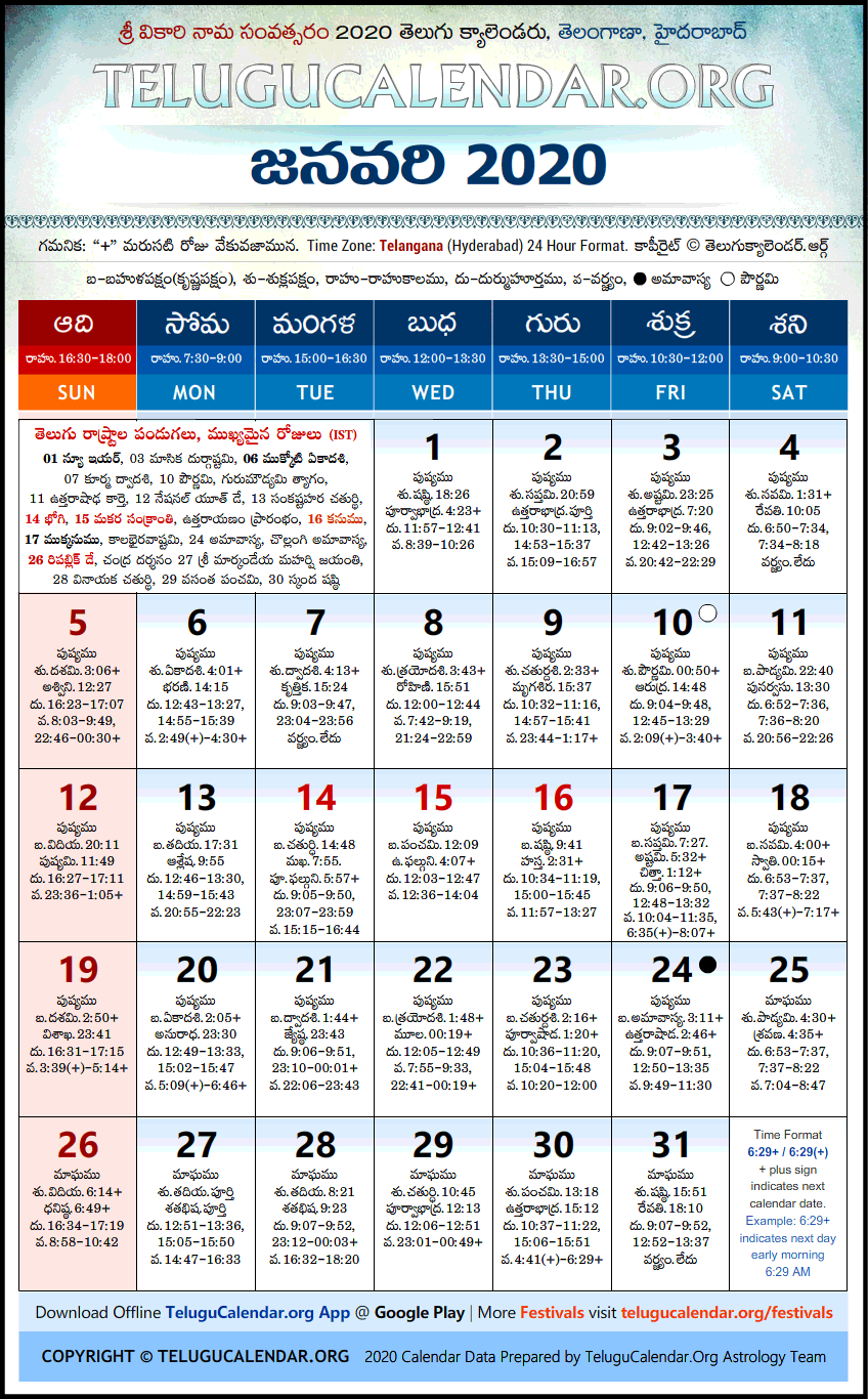 Venkatrama And Co Telugu Calendar 2021 | Empty Calendar
