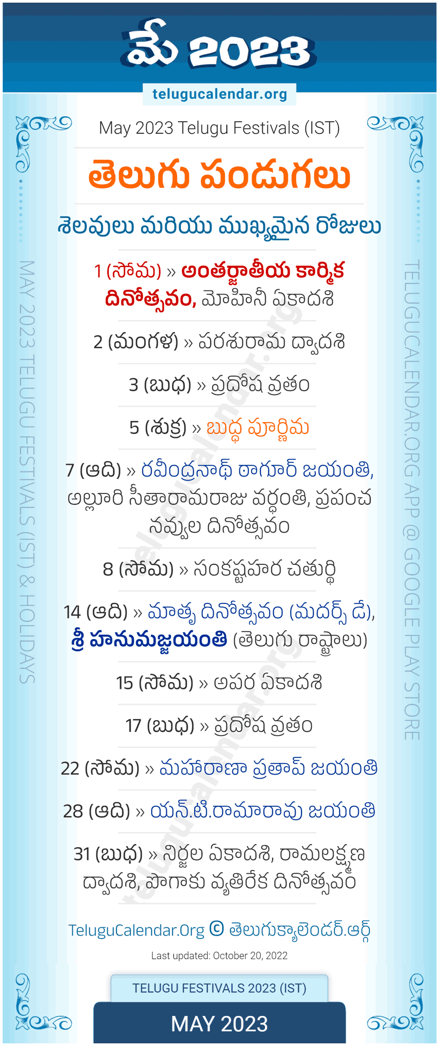 Telugu Festivals 2023 May